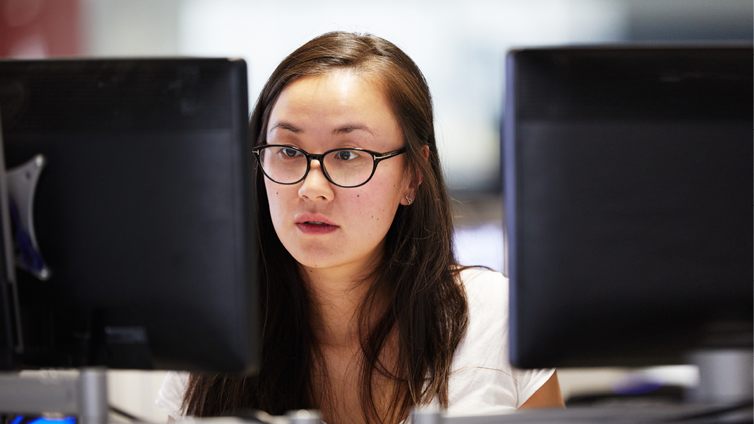 woman on computer